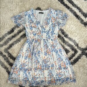 SHEIN Blue and Orange Flutter Sleeve Sundress